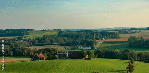 Farms on hills in rural Austria