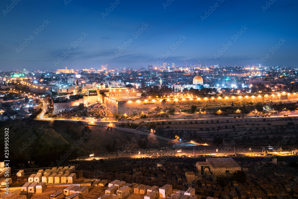 jerusalem city by night