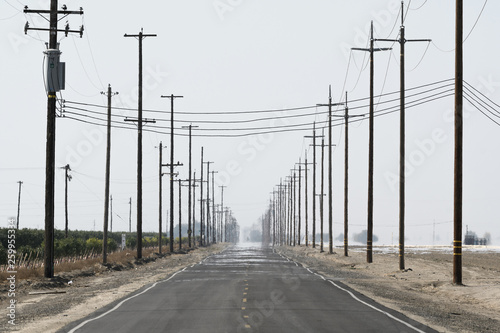 Extreme heat causes mirage down an endless desert road in California
