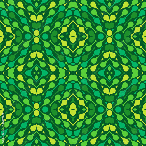 Colorful drops on dark green background. Spring abstract vector seamless pattern for textile  prints  wallpaper etc. Available in EPS format.