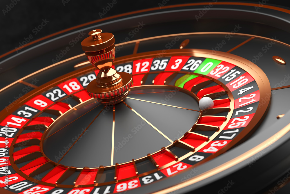 Luxury Casino roulette wheel on black background. Casino theme. Close-up black casino roulette with a ball on 21. Poker game table. 3d rendering illustration. Luxury Casino roulette wheel on black background. Casino theme. Close-up black casino roulette with a ball on 21. Poker game table. 3d rendering illustration.
