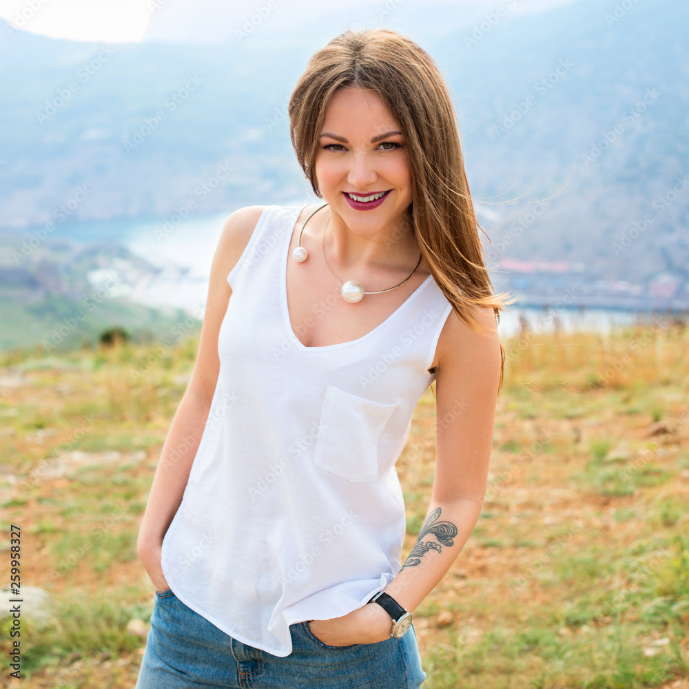 Beautiful modern woman with long hair Beautiful modern woman with long hair