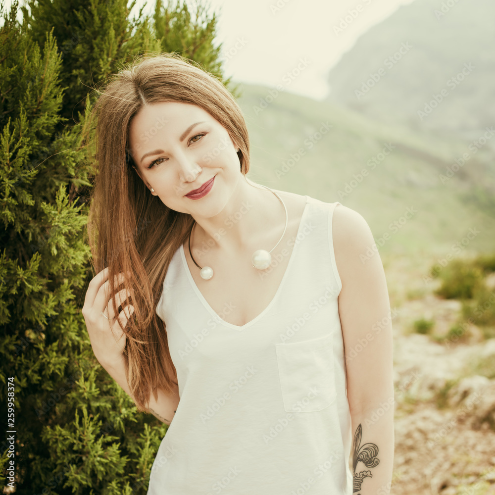 Beautiful modern woman with long hair