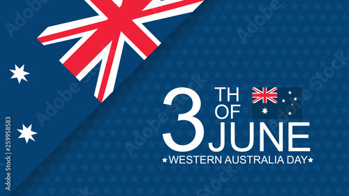 Western Australia Day 3th of June celebration banner template with australian flag and stars pattern decor. Holiday poster template. Vector illustration