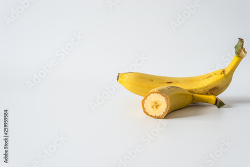 yellow bananas on white background 