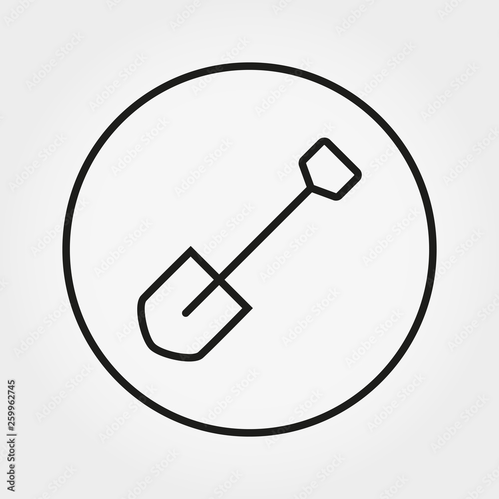 Shovel. Camping. Icon. Vector. Editable Thin line. Shovel. Camping. Icon. Vector. Editable Thin line.