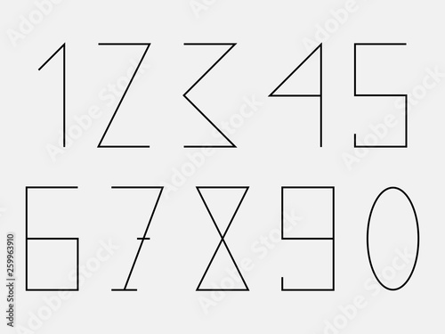 geometric figures numbers 1 2 3 4 5 6 7 8 9 0 Vector illustration modern set