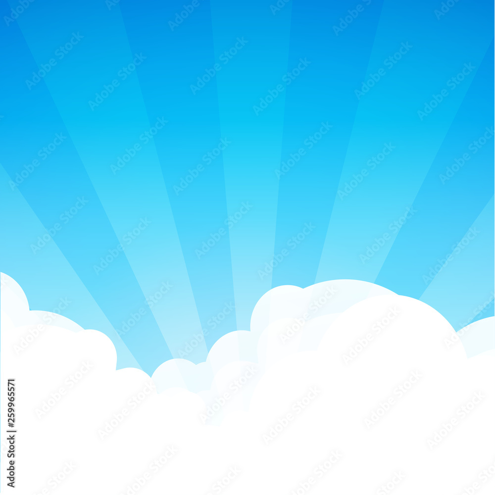 Background with cloudscape at sunny day. Cartoon landscape wallpaper with Sunshine. Blue sky with copy space area. Vector illustration in EPS10. Background with cloudscape at sunny day. Cartoon landscape wallpaper with Sunshine. Blue sky with copy space area. Vector illustration in EPS10.