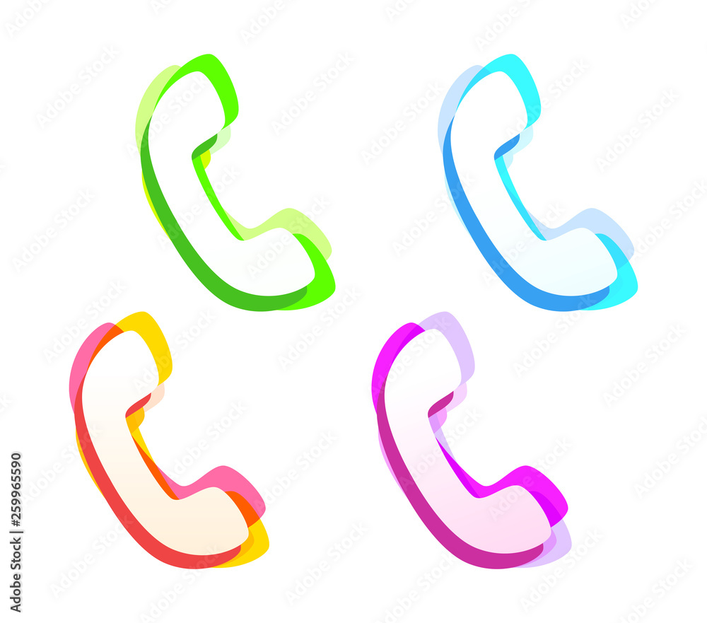Colorful Phone set icon green, blue, pink and orange color isolated on white. Vector illustration in EPS10. Colorful Phone set icon green, blue, pink and orange color isolated on white. Vector illustration in EPS10.