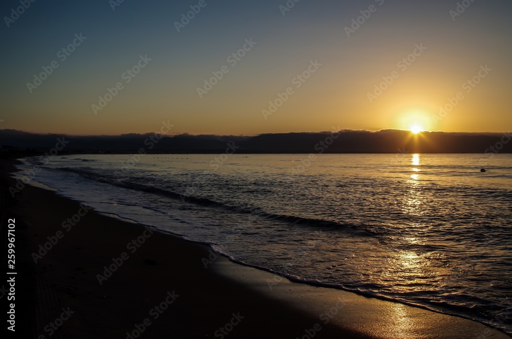 Sunrise Photographed by the Sea Cagliari Sardinia Tourism