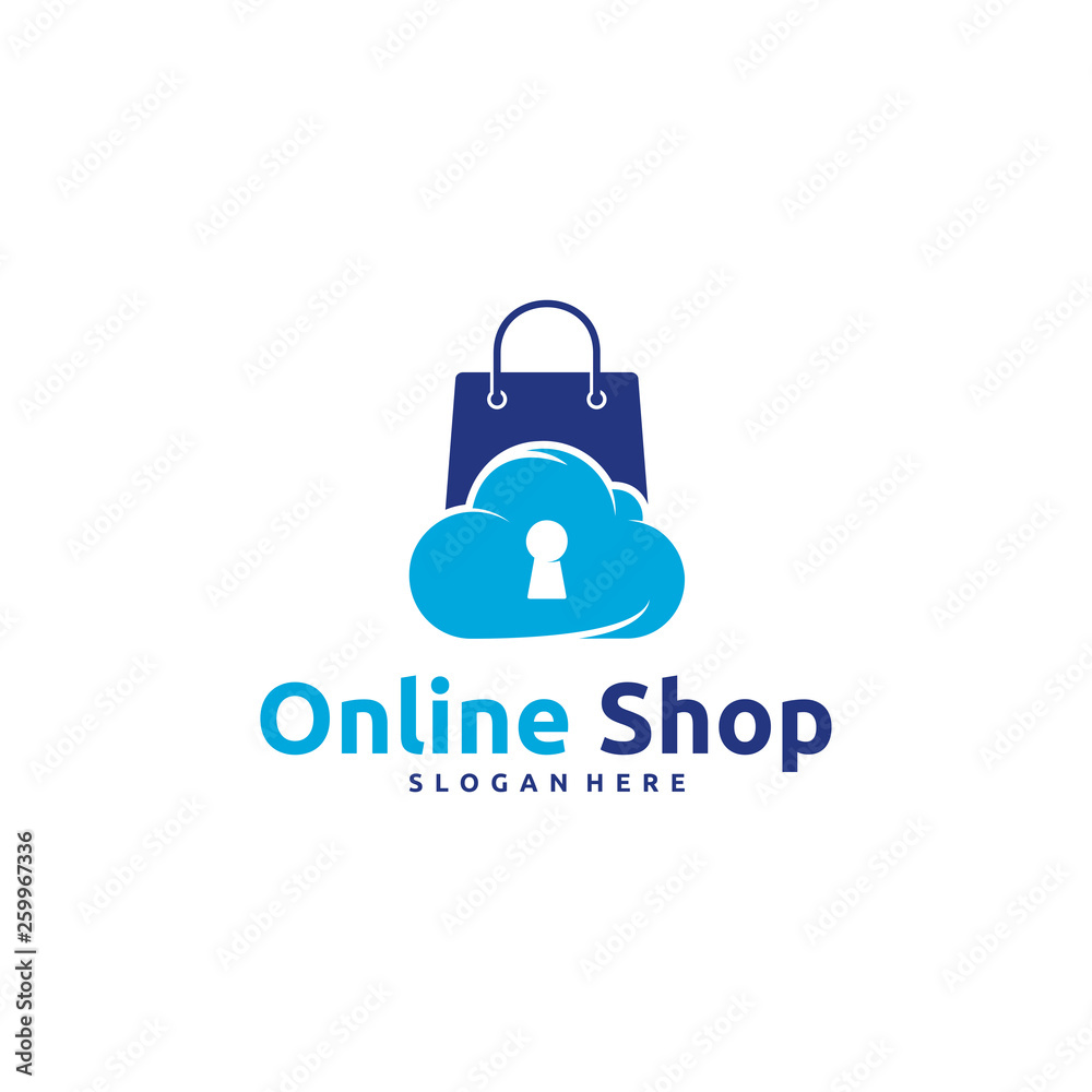 Online Shop logo designs concept vector, Cloud Shop logo template