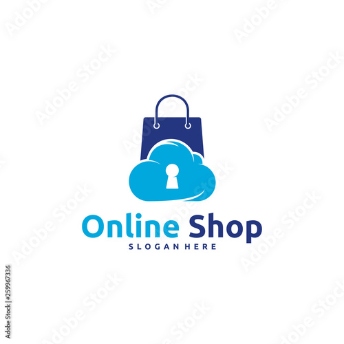 Online Shop logo designs concept vector, Cloud Shop logo template