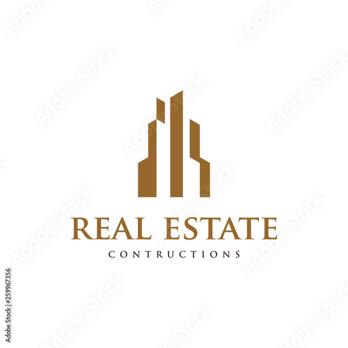 Tower Building simple logo, Real Estate Construction Logo design vector
