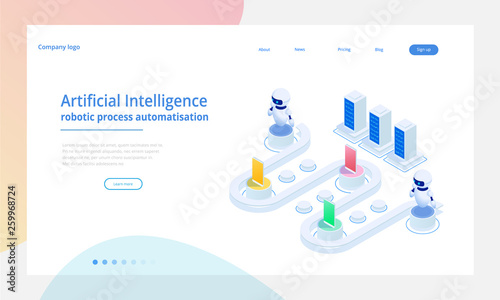 Isometric Chat bot and online survey. Online exam, questionnaire form, online education, internet quiz. Artificial intelligence. AI and business IOT concept.