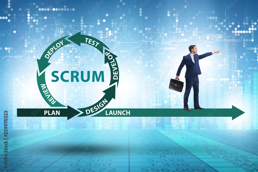 Businessman in agile methods concept Businessman in agile methods concept