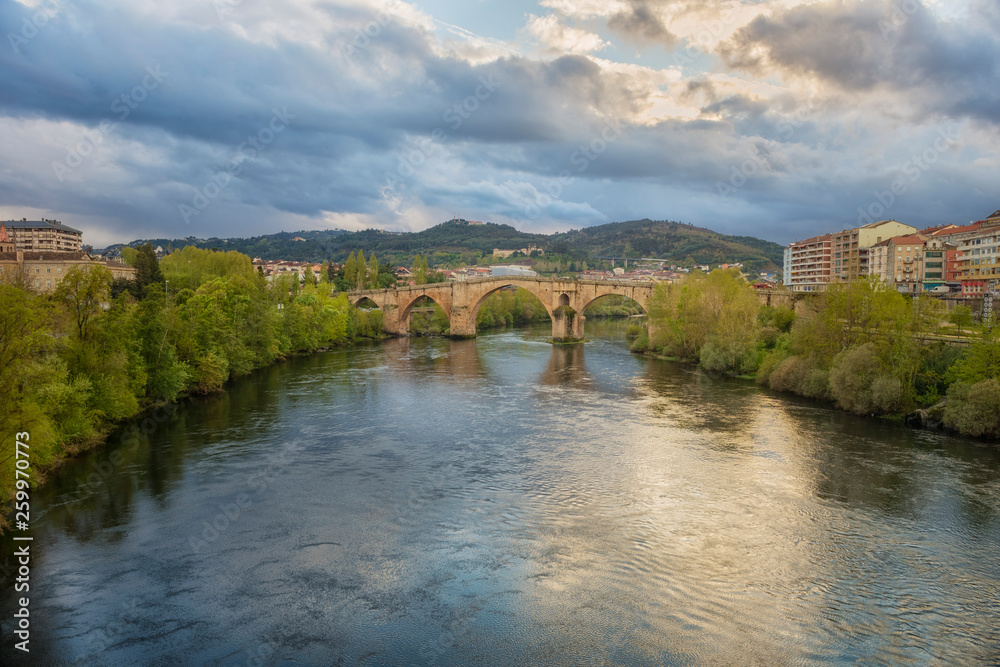 View of the Roman bridge in Ourense