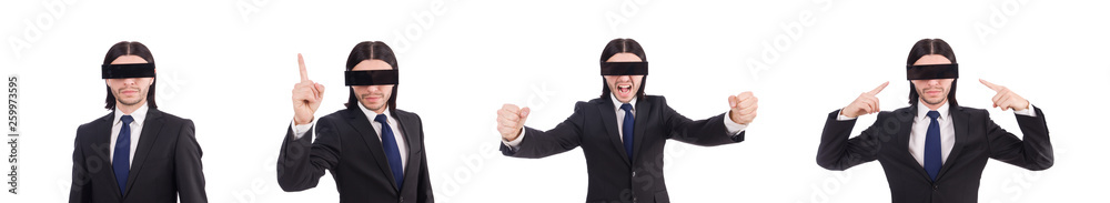 Man with black cover on his eyes Man with black cover on his eyes