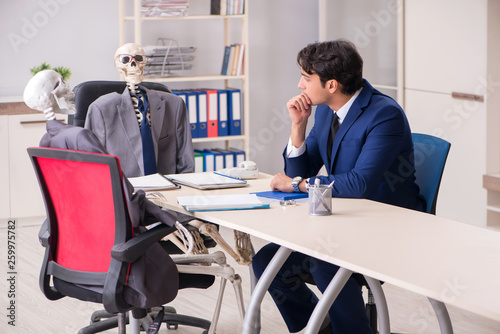 Funny business meeting with boss and skeletons © Elnur