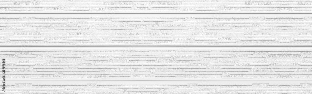 Obraz premium Panorama of White modern brick wall texture and background seamless