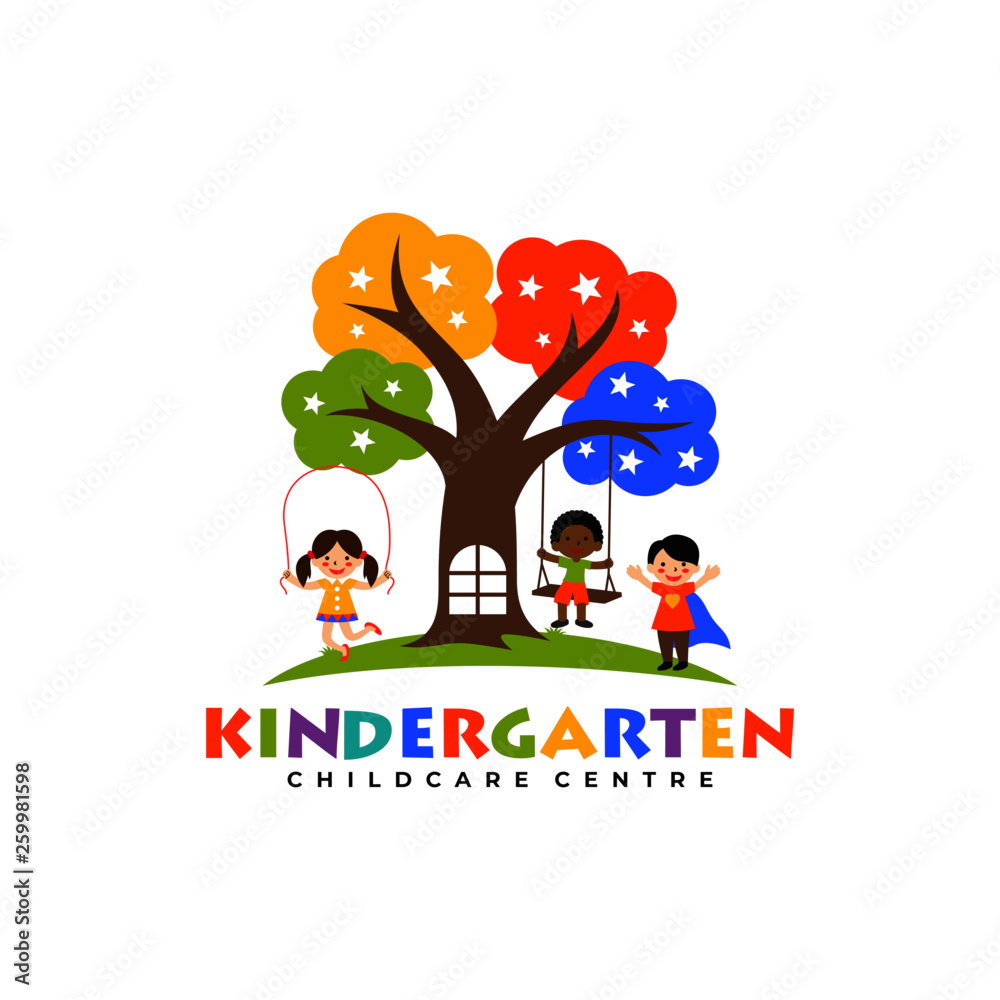 Kids Kindergarten Logo Templates Stock Vector | Adobe Stock