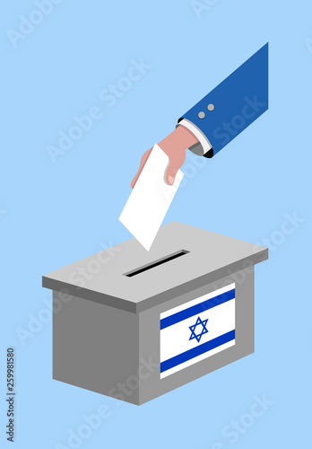 Vote for Israel election with voting box and Israeli flag