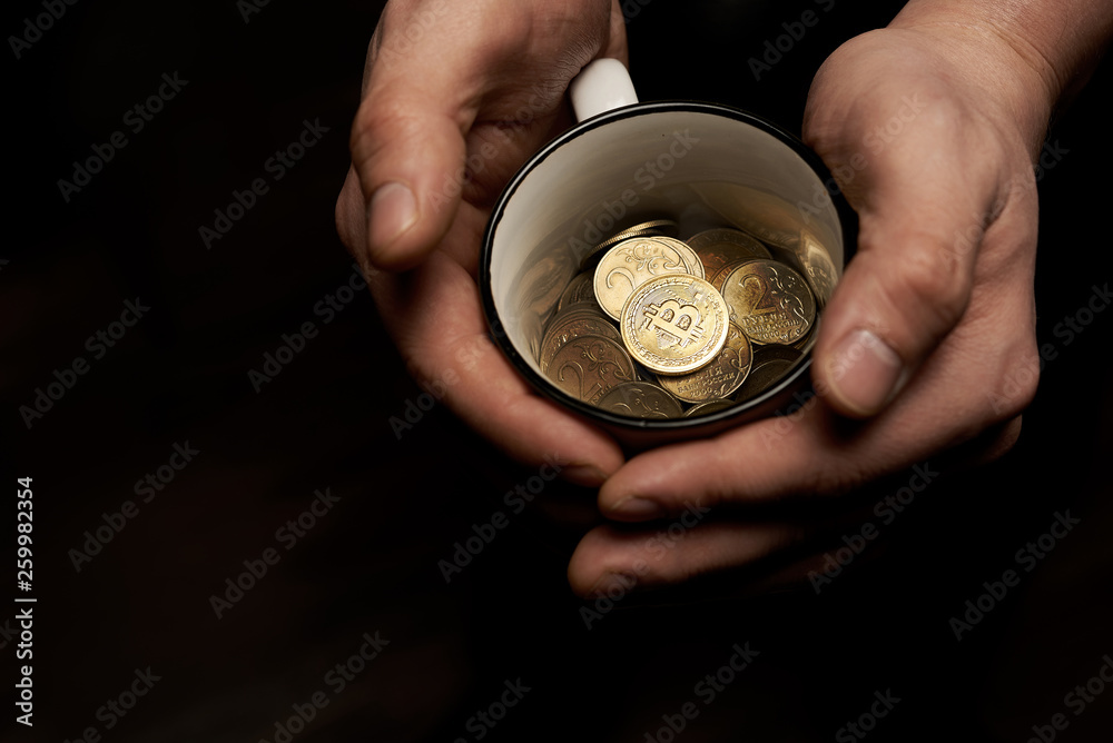 Making donation using bitcoin concept Making donation using bitcoin concept