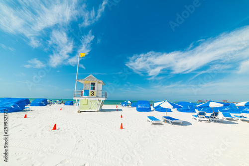 White sand and blue sky in Clearwater beach in Florida