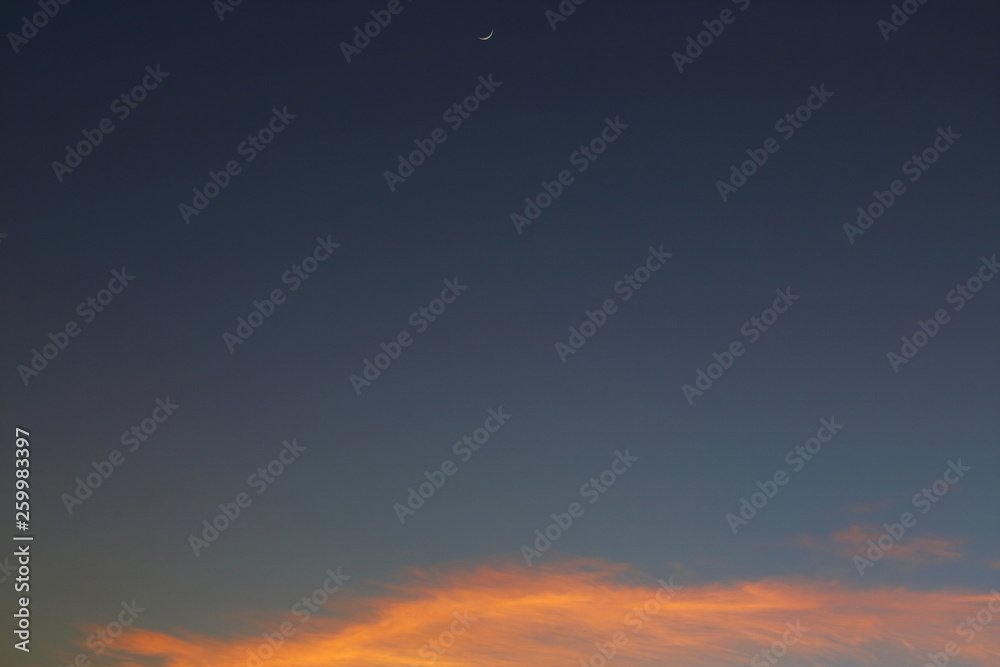 evening clear blue sky with orange sunlight shine through cloud evening clear blue sky with orange sunlight shine through cloud