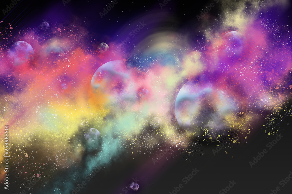 digital painting galaxy in space colorful digital painting galaxy in space colorful