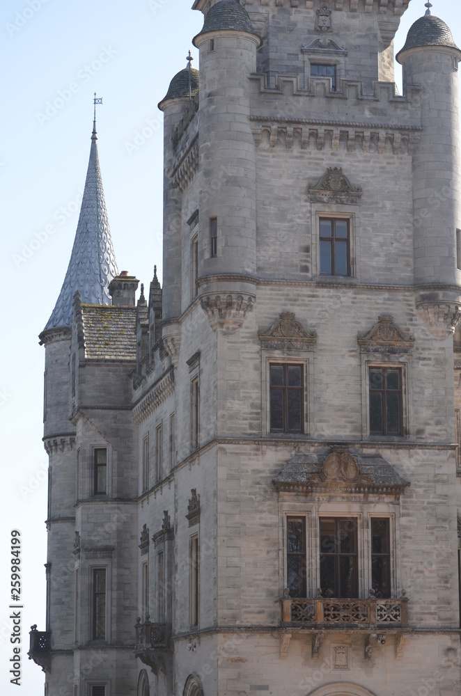 Fototapeta premium A tower of Dunrobin Castle, Scotland - detail, stonework