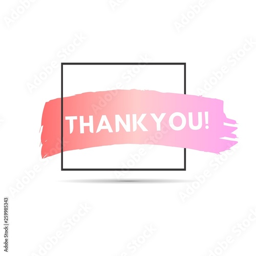 thank you greeting card frame or sign with brush pink label design vector 