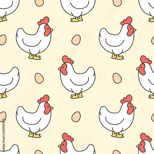 Chicken and egg Seamless Pattern Background
