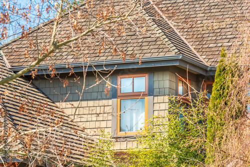 The top of the house or apartment building with nice window