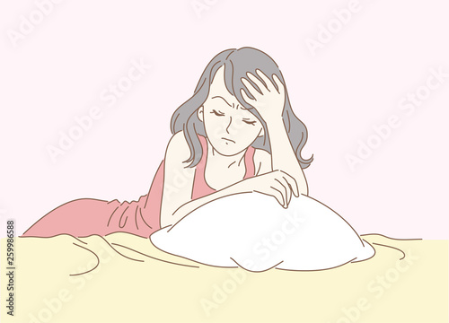 A woman is insomnia and can't sleep