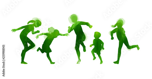Happy kids playing together isolated on white bacground. Happy children s day.
