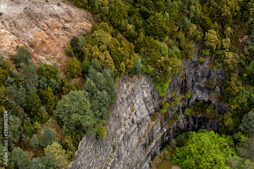 Aerial view of landscape around Queenstown Tasmania