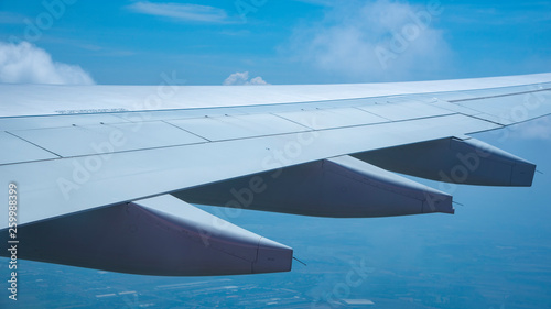 Plane wings and the sky Vie...