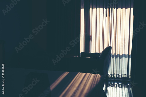 The white curtain separates...