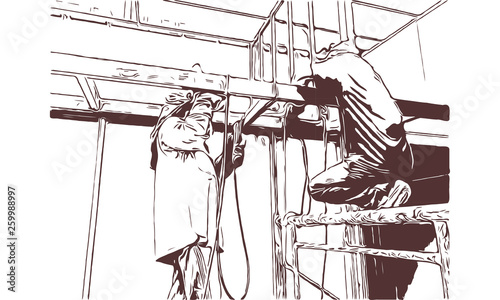 worker working at constructer site vector