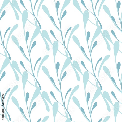 Herb leaf branch backdrop. Greeny branches seamless pattern.