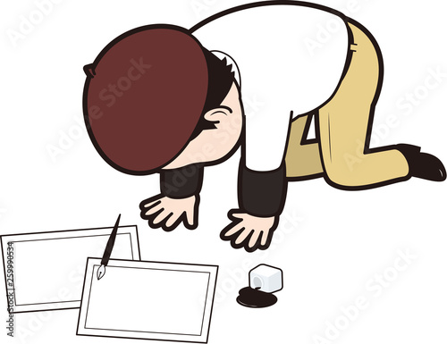 挫折する男性漫画家