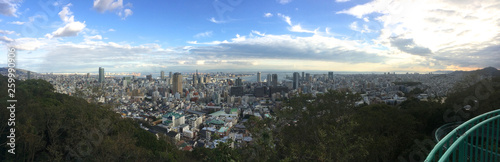 Panoramic view of Kobe City from Venus Bridge in Kobe  Japan