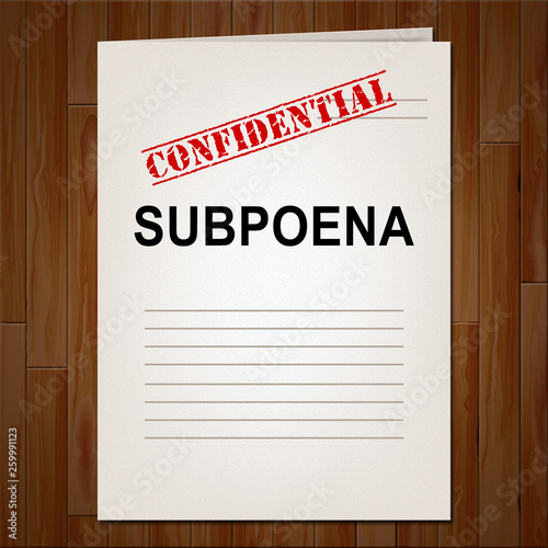 Court Subpoena Report Represents Legal Duces Tecum Writ Of Summons 3d Illustration