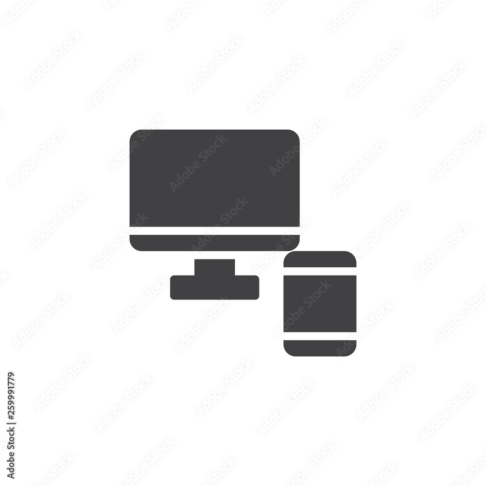 Computer monitor and mobile phone vector icon. filled flat sign for mobile concept and web design. Pc display and tablet glyph icon. Symbol, logo illustration. Pixel perfect vector graphics Computer monitor and mobile phone vector icon. filled flat sign for mobile concept and web design. Pc display and tablet glyph icon. Symbol, logo illustration. Pixel perfect vector graphics