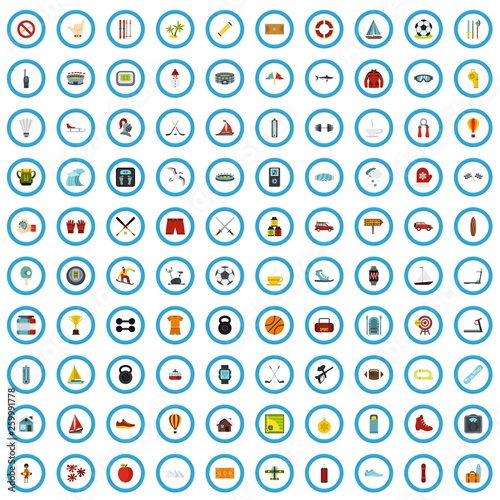 100 recreation craft icons set in flat style for any design vector illustration