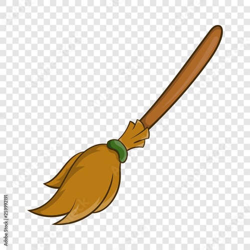 Halloween accessory broom icon in cartoon style isolated on background for any web design 