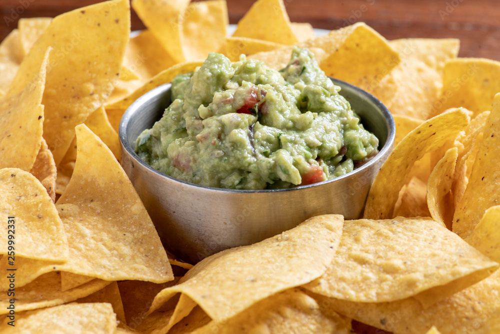 Guacamole and tortilla chips Guacamole and tortilla chips