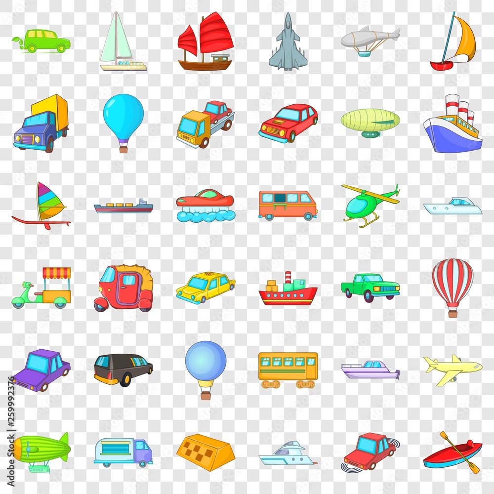 Country vehicle icons set. Cartoon style of 36 country vehicle vector icons for web for any design Country vehicle icons set. Cartoon style of 36 country vehicle vector icons for web for any design