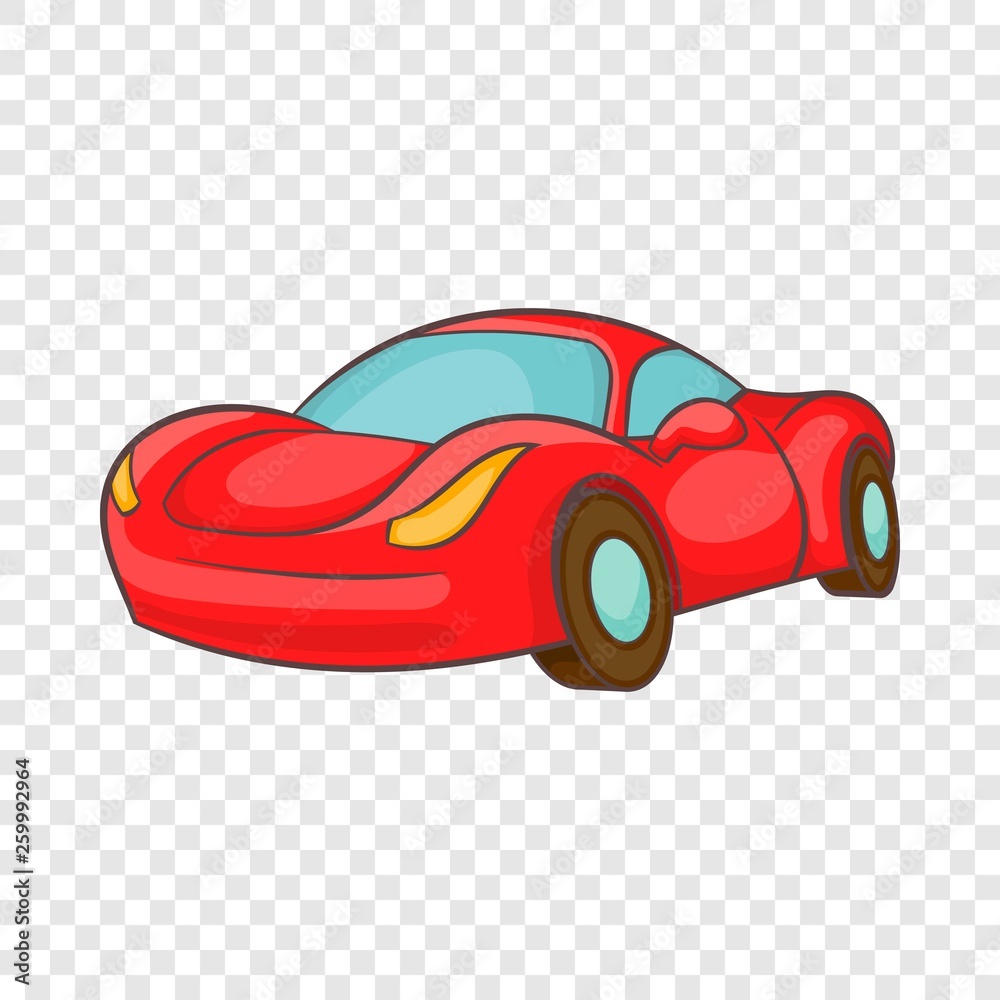 Small red italian car icon in cartoon style isolated on background for any web design 