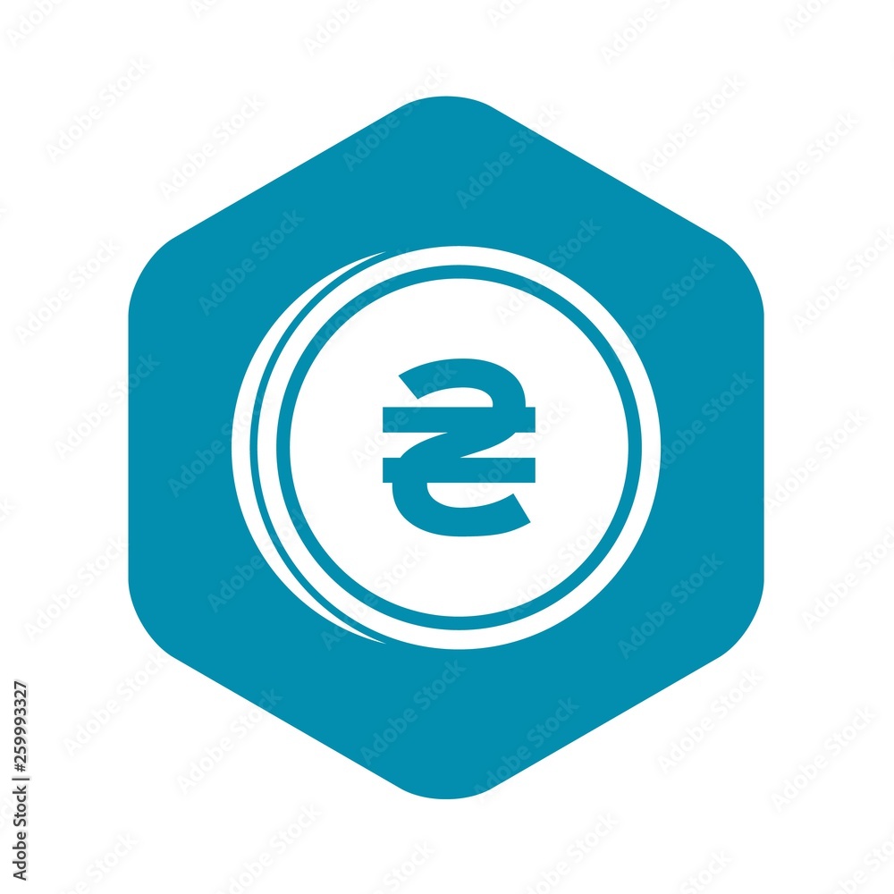 Coin hryvnia icon in simple style isolated on white background. Monetary currency symbol Coin hryvnia icon in simple style isolated on white background. Monetary currency symbol